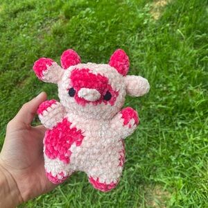 HANDMADE crochet COW STUFFIE made from super soft chenille yarn
